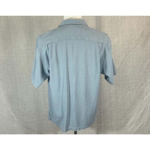 Tommy Bahama Shirt Mens Medium Blue Silk Button Up Loop Collar Short Sleeve - Picture 2 of 7